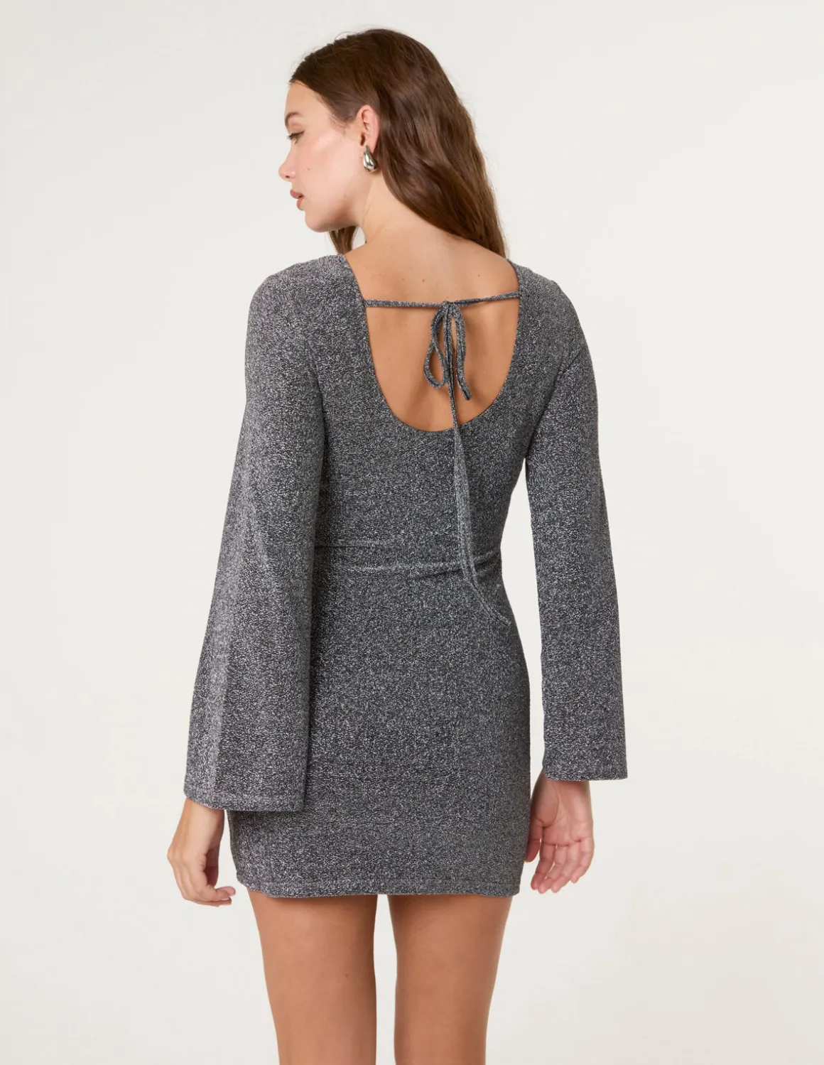 Glitter Mini Dress With Back Tie
