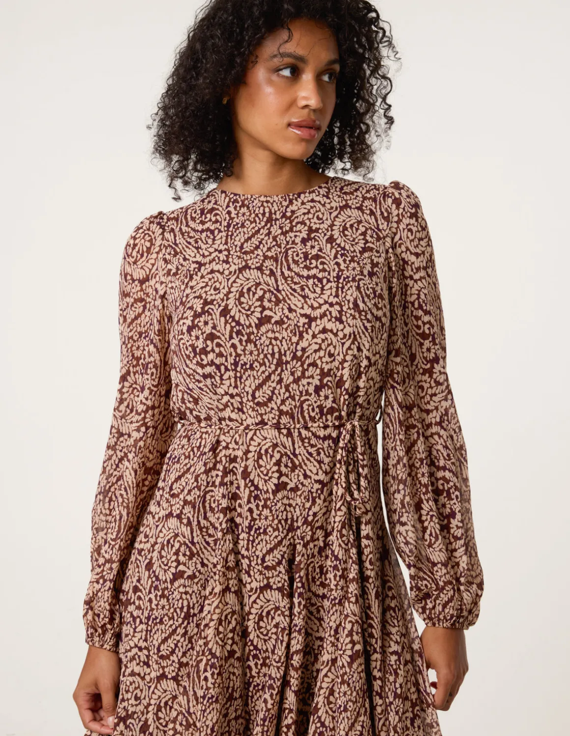Godet Dress With Self Tie