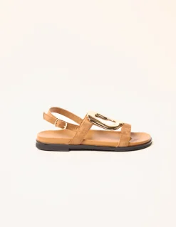 Gold Buckle Flat Sandals