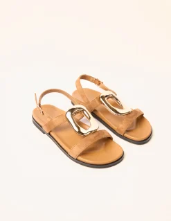 Gold Buckle Flat Sandals