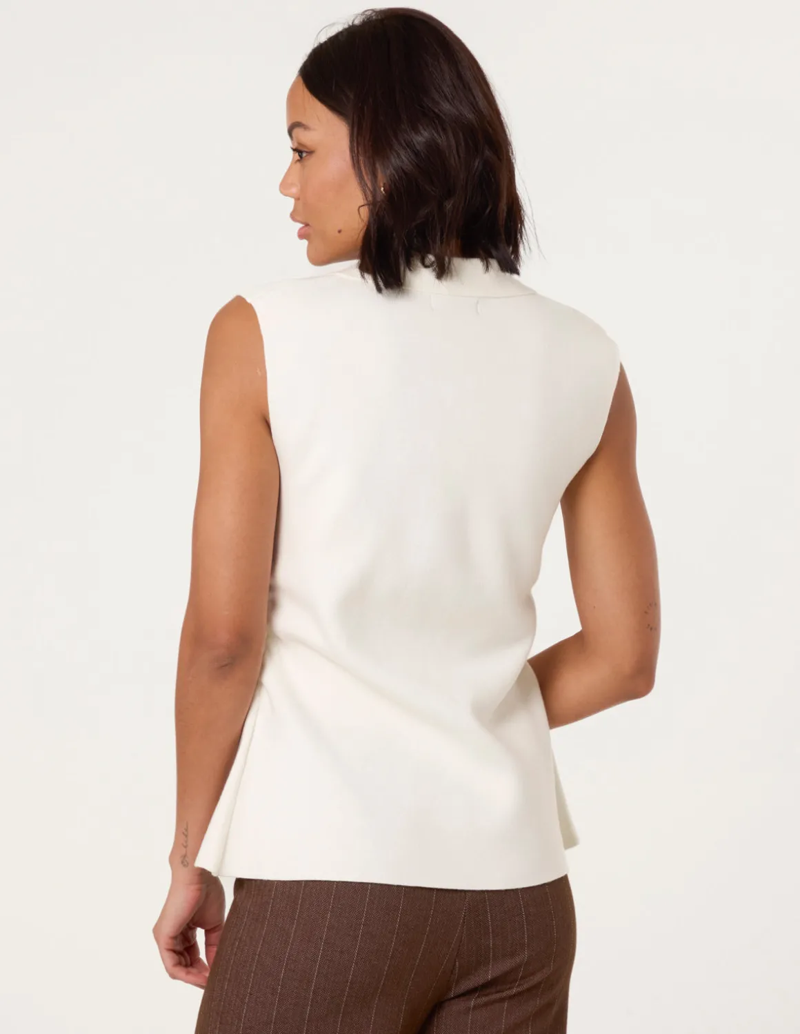 Gold Button Front Tailored Vest