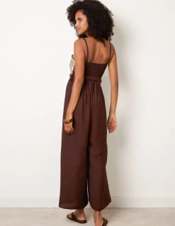 Gold Detailed Embroidered Stitching Jumpsuit