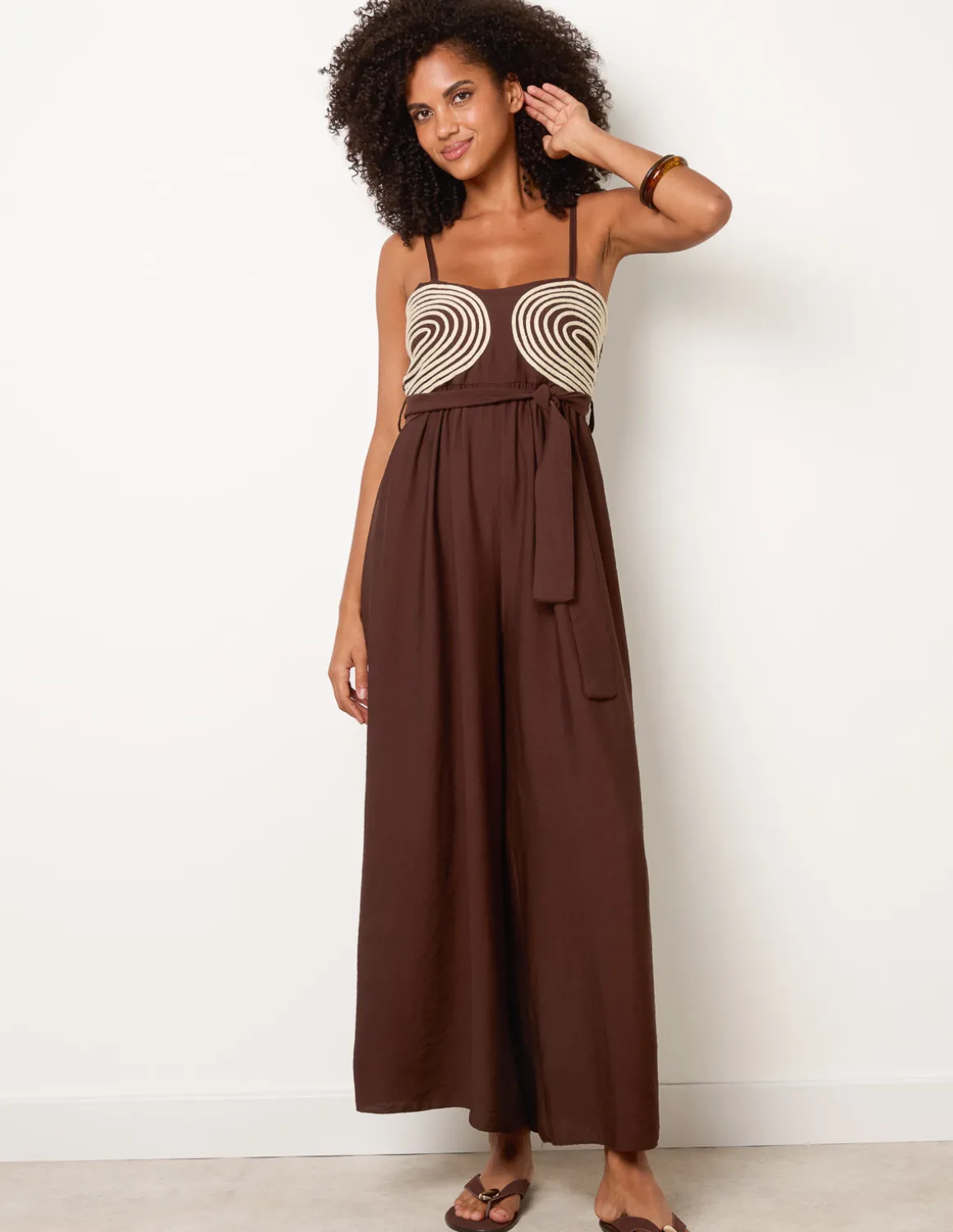 Gold Detailed Embroidered Stitching Jumpsuit