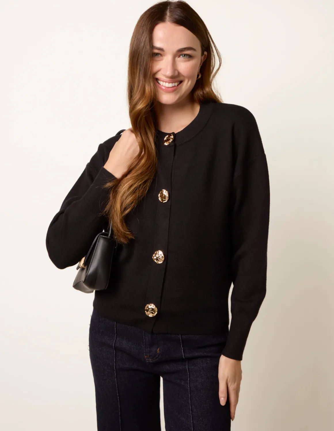 Gold Flower Button Cardigan