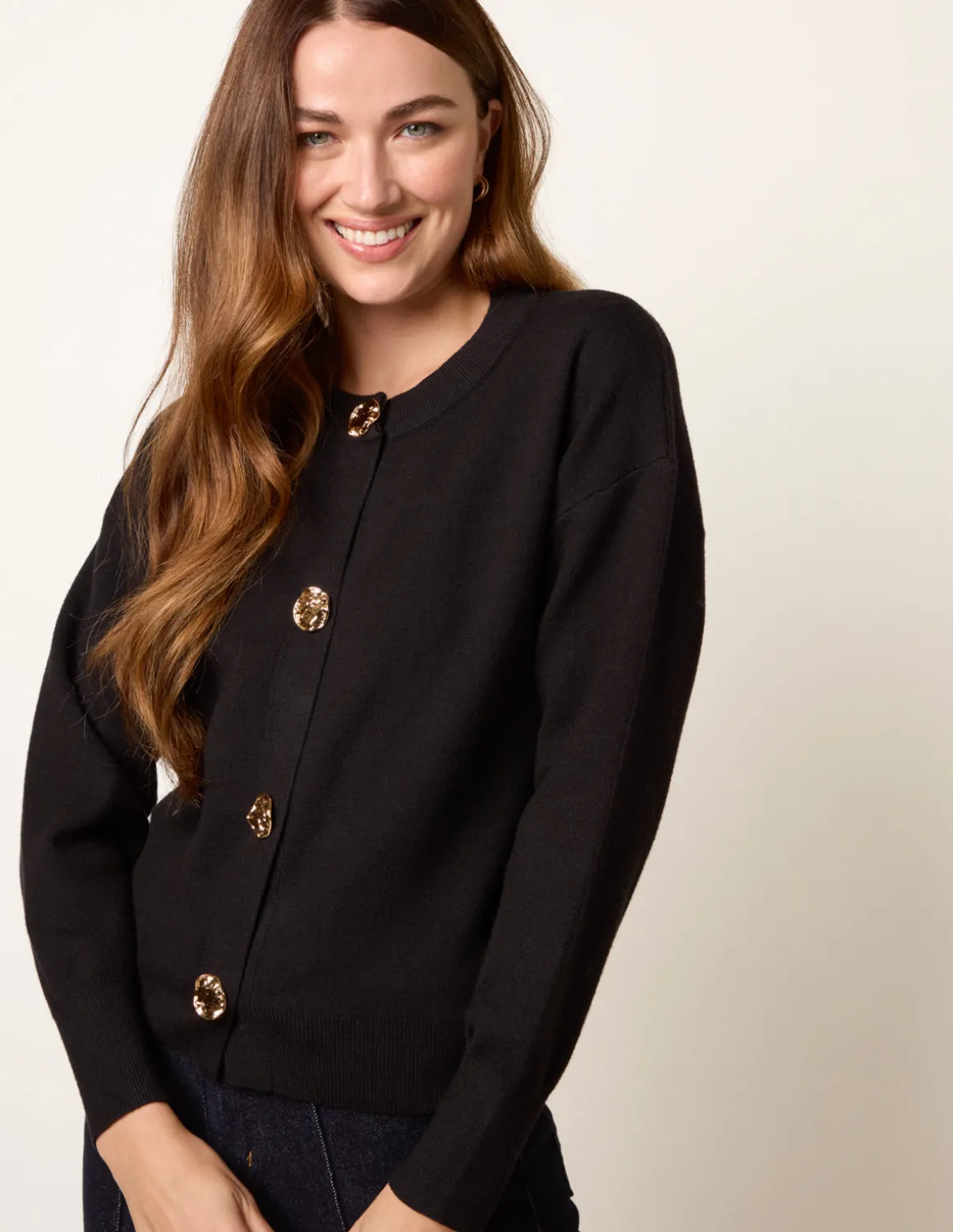 Gold Flower Button Cardigan