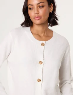 Gold Flower Buttons Cardigan