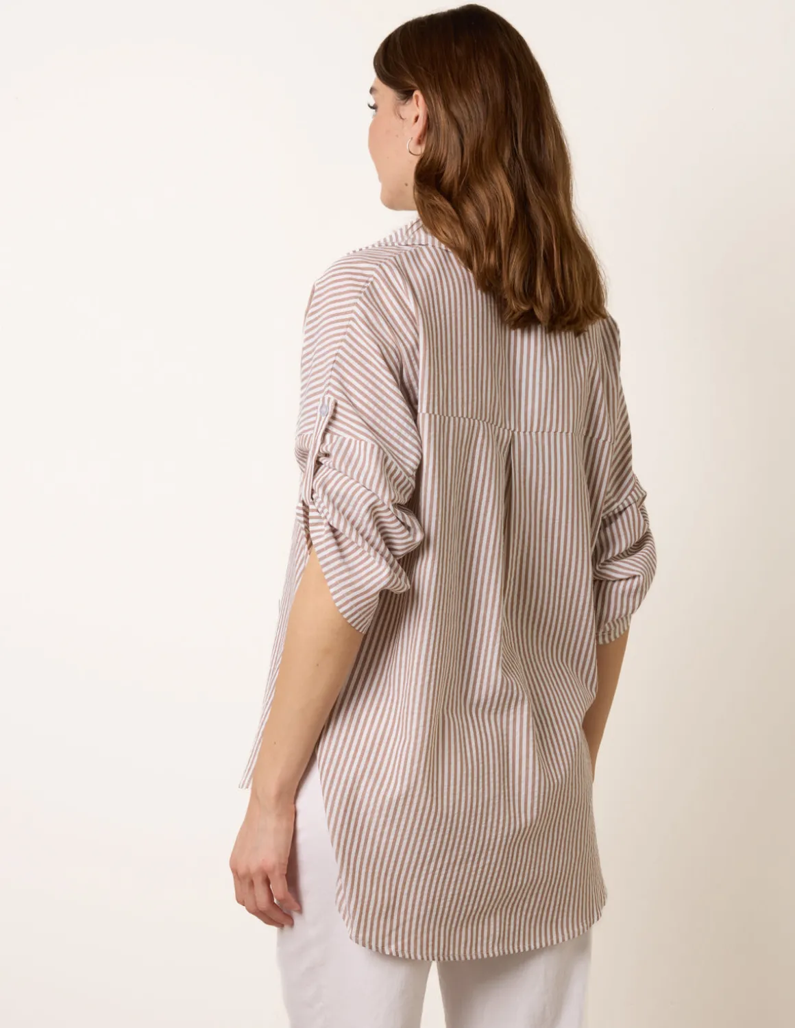 Gold Shell Button Front Stripe Shirt