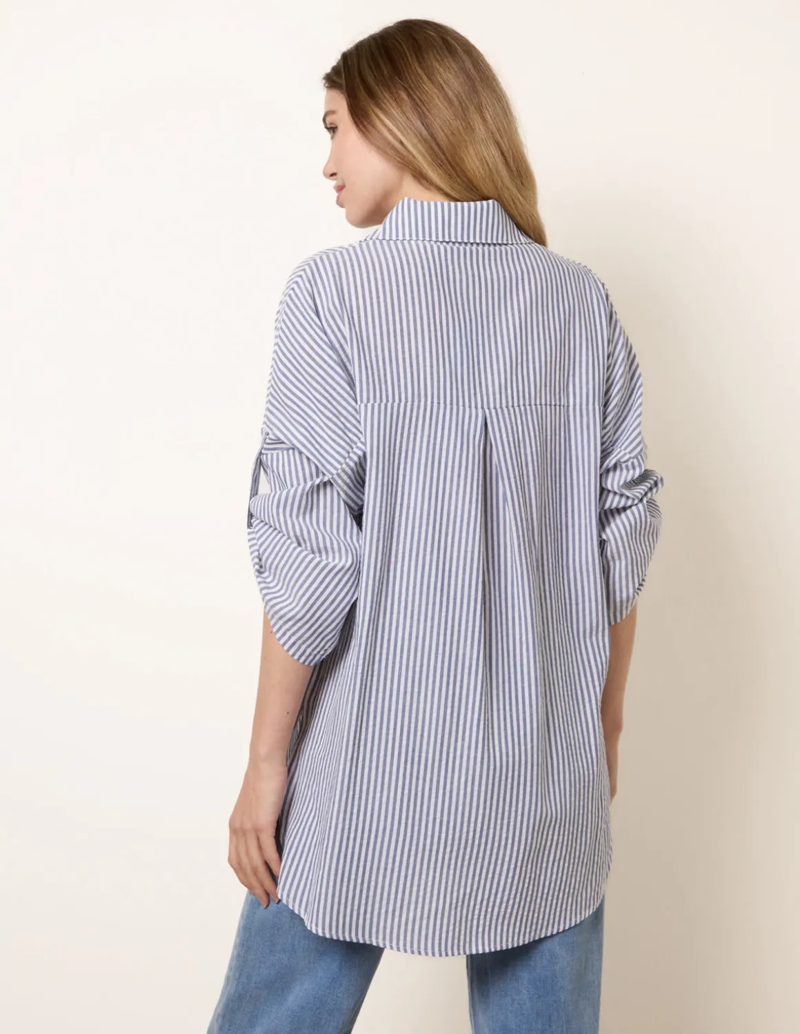 Gold Shell Button Front Stripe Shirt