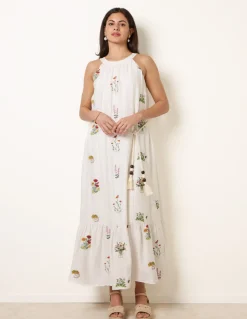 Halter Neck Embroidered Dress