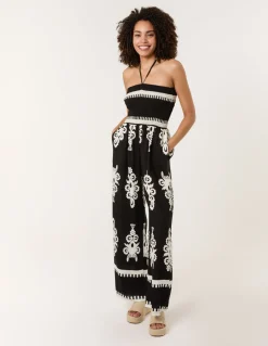 Halter Neck Shirred Waist Jumpsuit