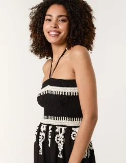Halter Neck Shirred Waist Jumpsuit
