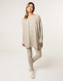 Heart Diamante Oversized Jumper