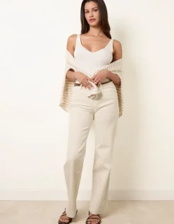Hem Wide Leg Soft Jeans