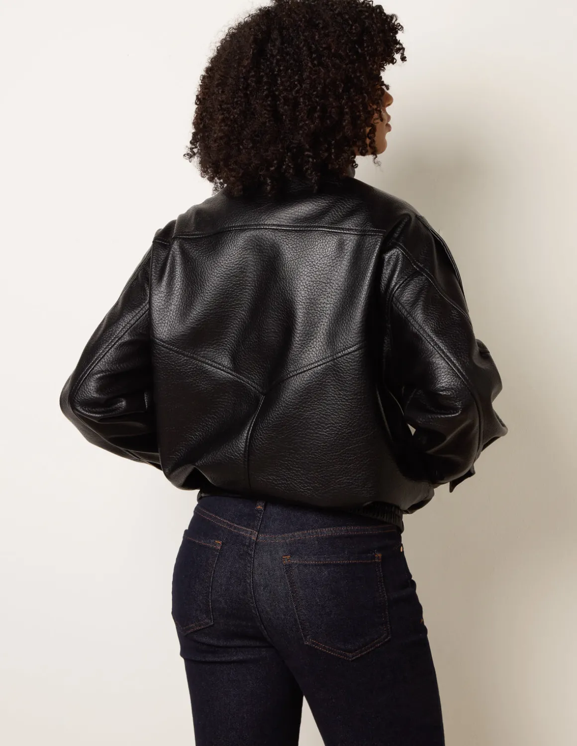 High Collar Faux Leather Jacket