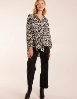 High Low Hem Tie Knot Blouse