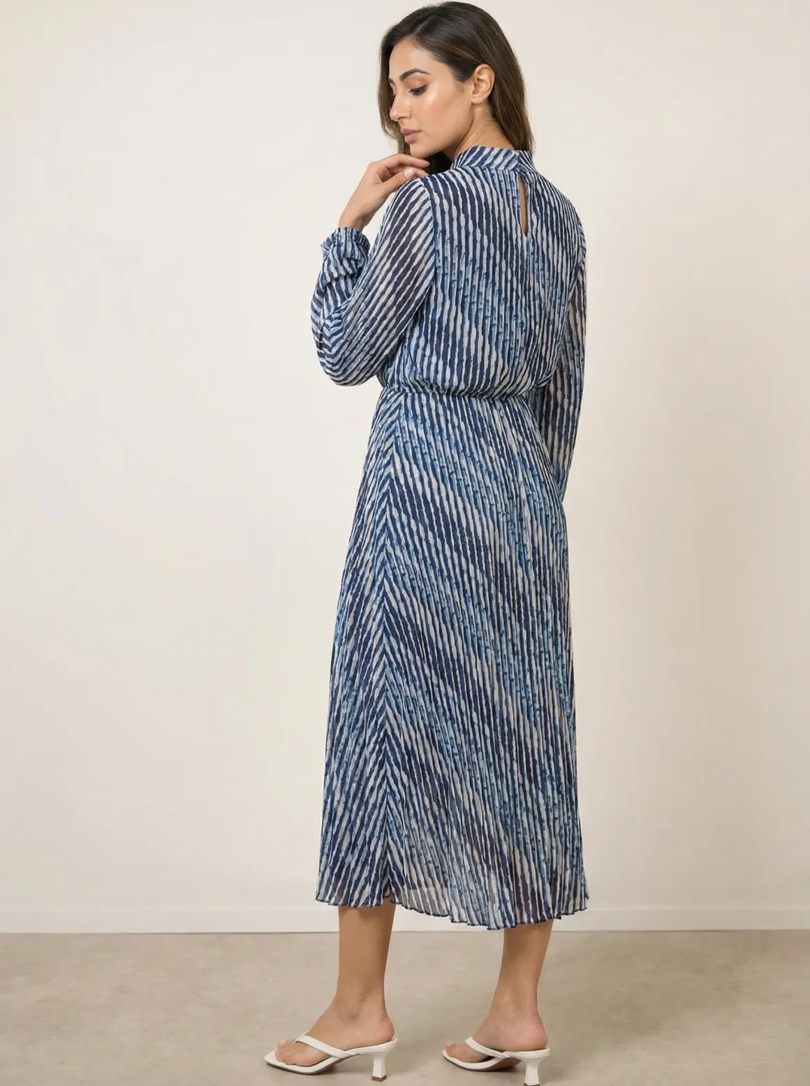 High Neck Bubble Print Dress