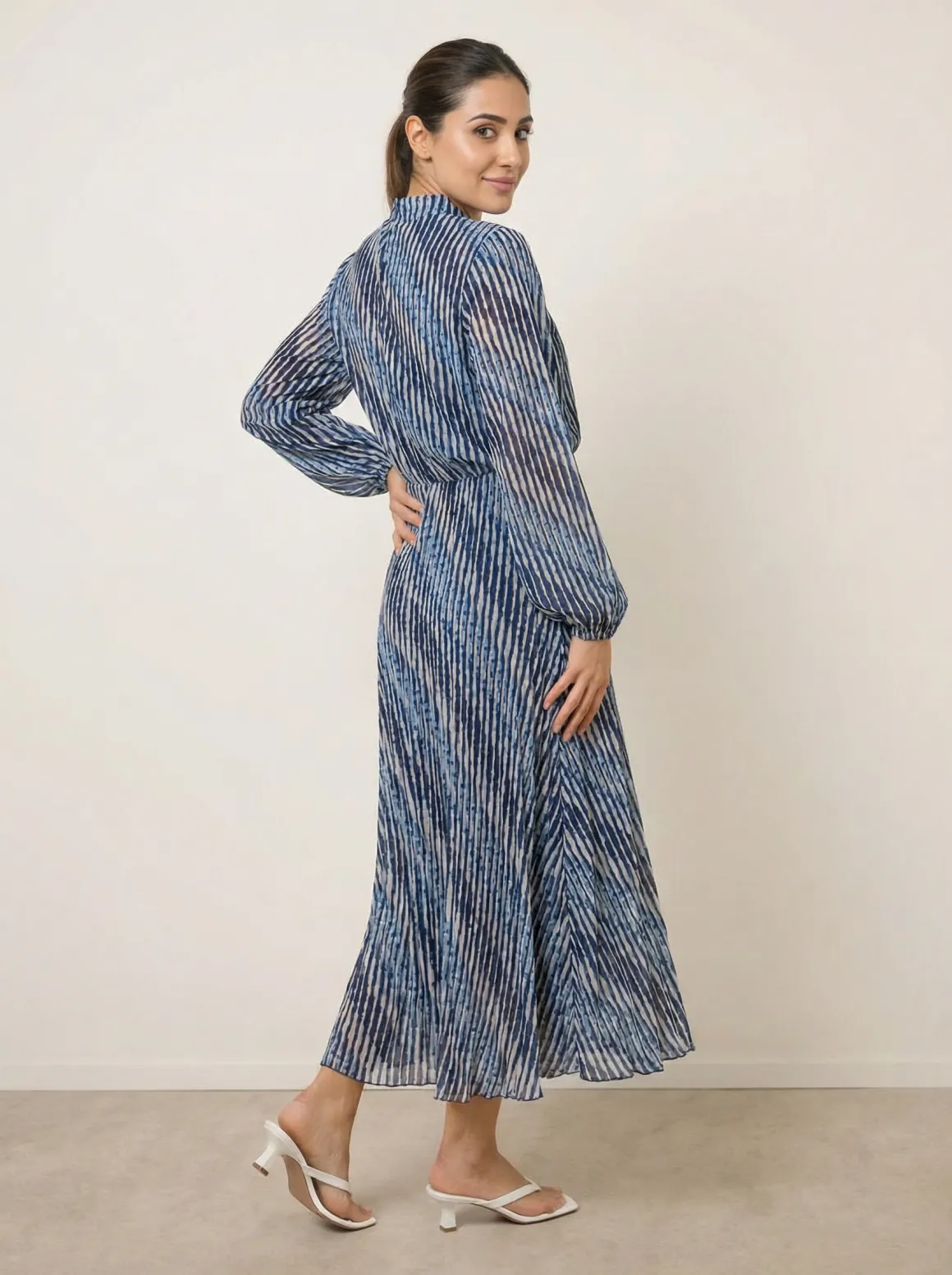High Neck Bubble Print Dress