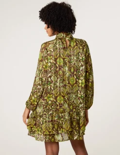 High Neck Frill Hem Dress