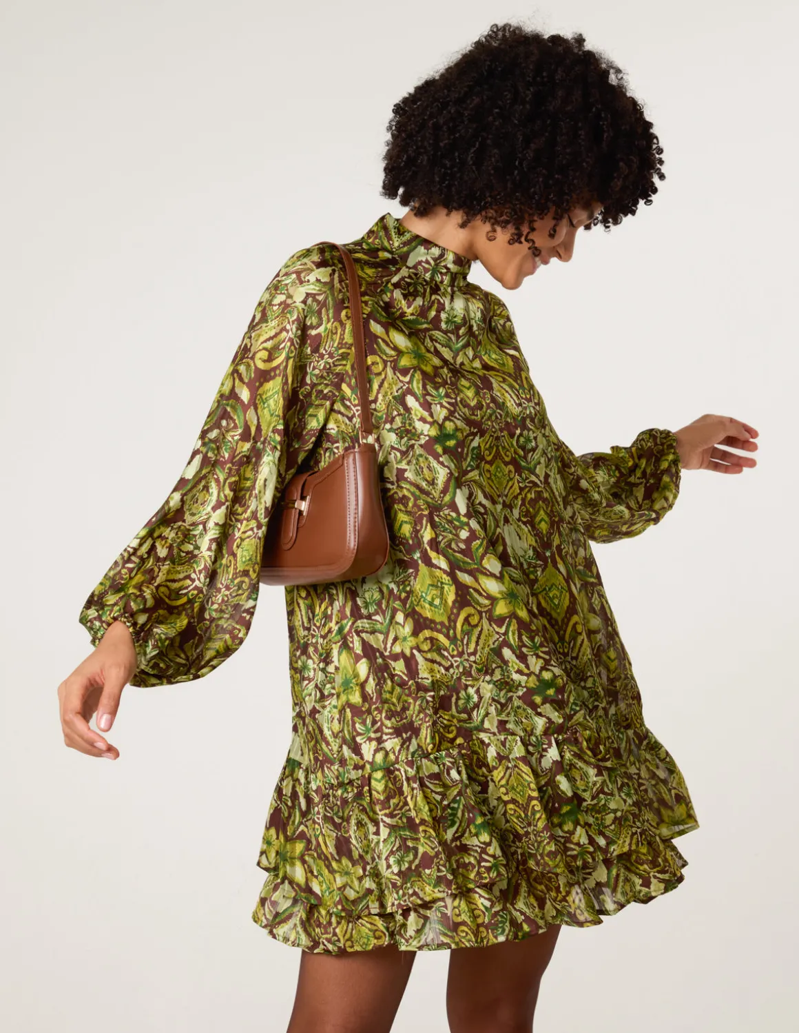High Neck Frill Hem Dress