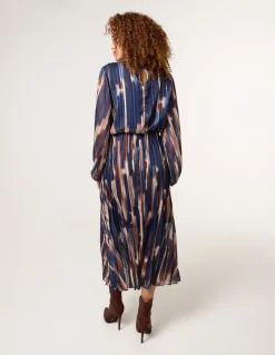 High Neck Printed Dress With Elasticated Waist