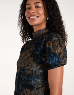 High Neck Puff Sleeve Dress