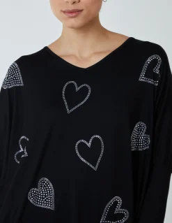 Hotfix Multi Heart Batwing Top