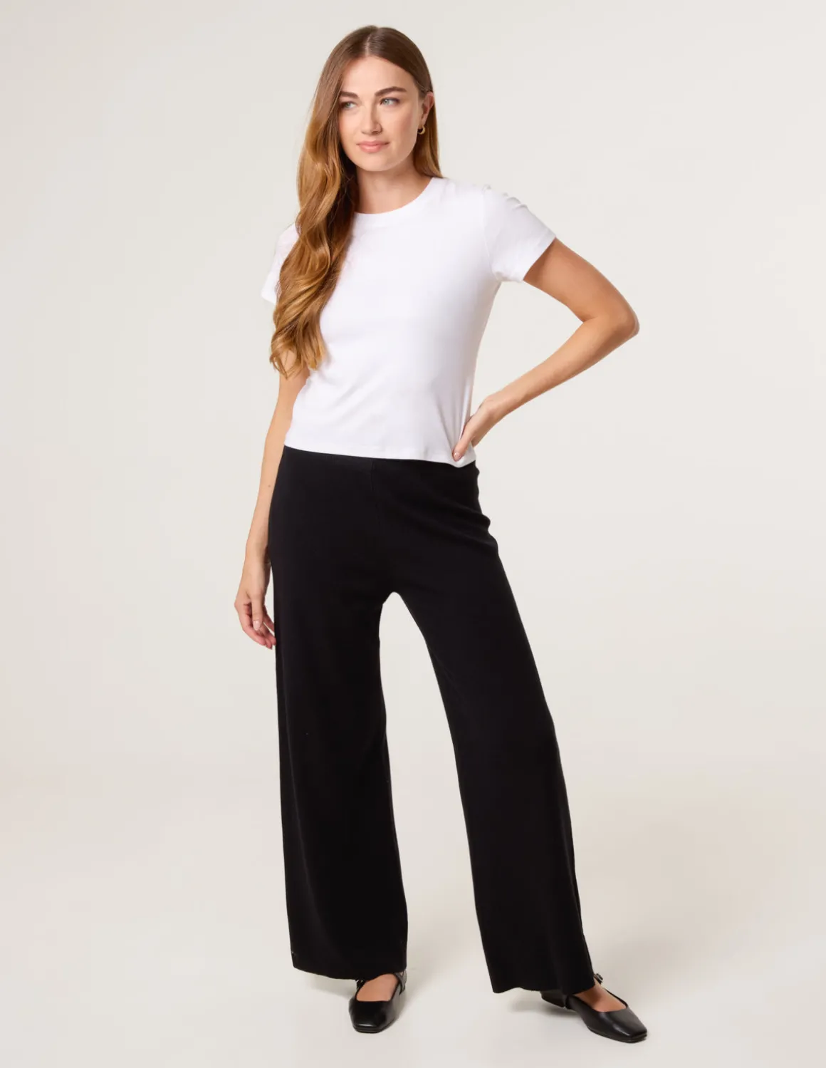 Knitted Wide Leg Trousers