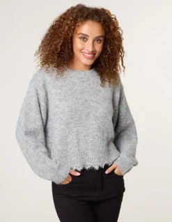 Lace Detailed Crew Neck Jumper