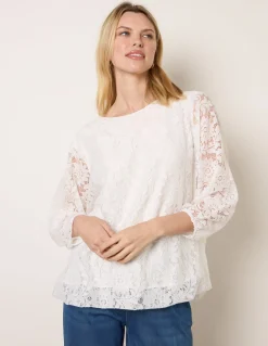 Lace Puffball Batwing Top
