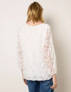 Lace Puffball Batwing Top
