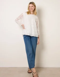 Lace Puffball Batwing Top