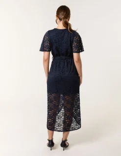 Lace Wrap Over Midi Dress