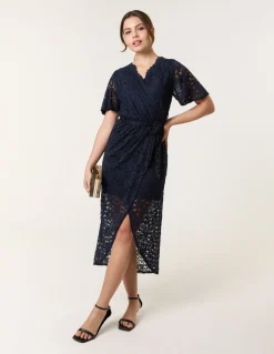 Lace Wrap Over Midi Dress