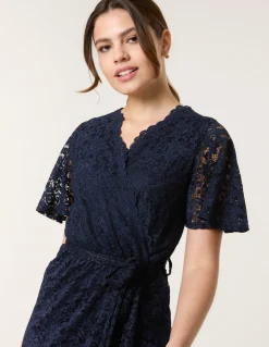 Lace Wrap Over Midi Dress