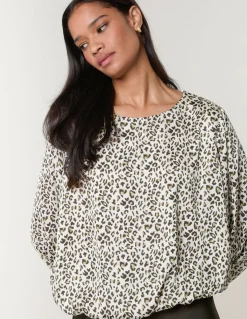 Leopard Print Elasticated Hem Blouse