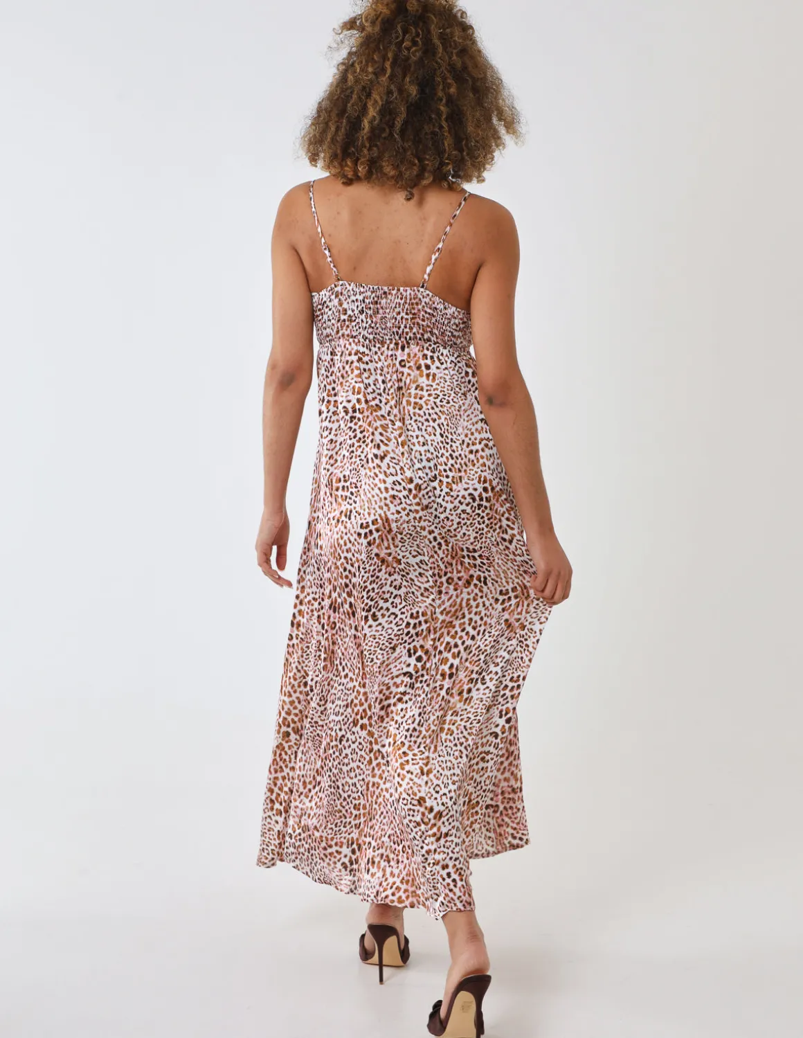 Leopard Print Strappy Wrap Over Maxi Dress