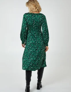 Leopard Print Wrap Midi Dress