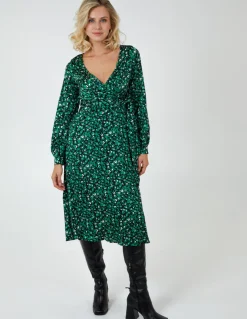 Leopard Print Wrap Midi Dress