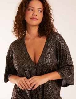 Leopard V Neck Tie Front Top