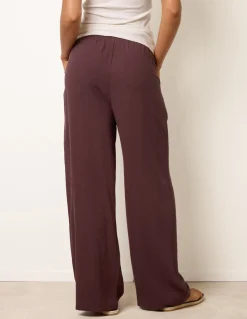 Linen-Blend Drawstring Trousers