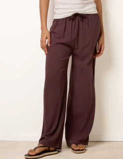 Linen-Blend Drawstring Trousers