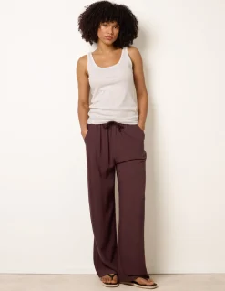 Linen-Blend Drawstring Trousers
