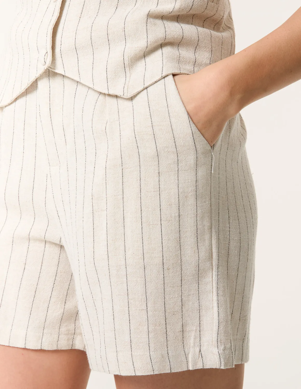 Linen Pinstripe Shorts