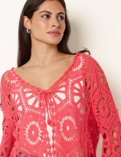 Long-Sleeved Crochet Cardigan
