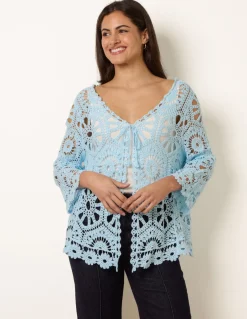 Long-Sleeved Crochet Cardigan