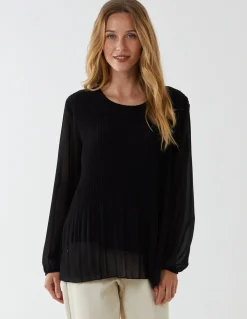 Long Sleeve Pleated Top
