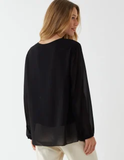 Long Sleeve Pleated Top
