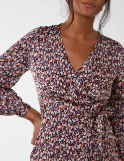 Long Sleeve Wrap Hem Dress
