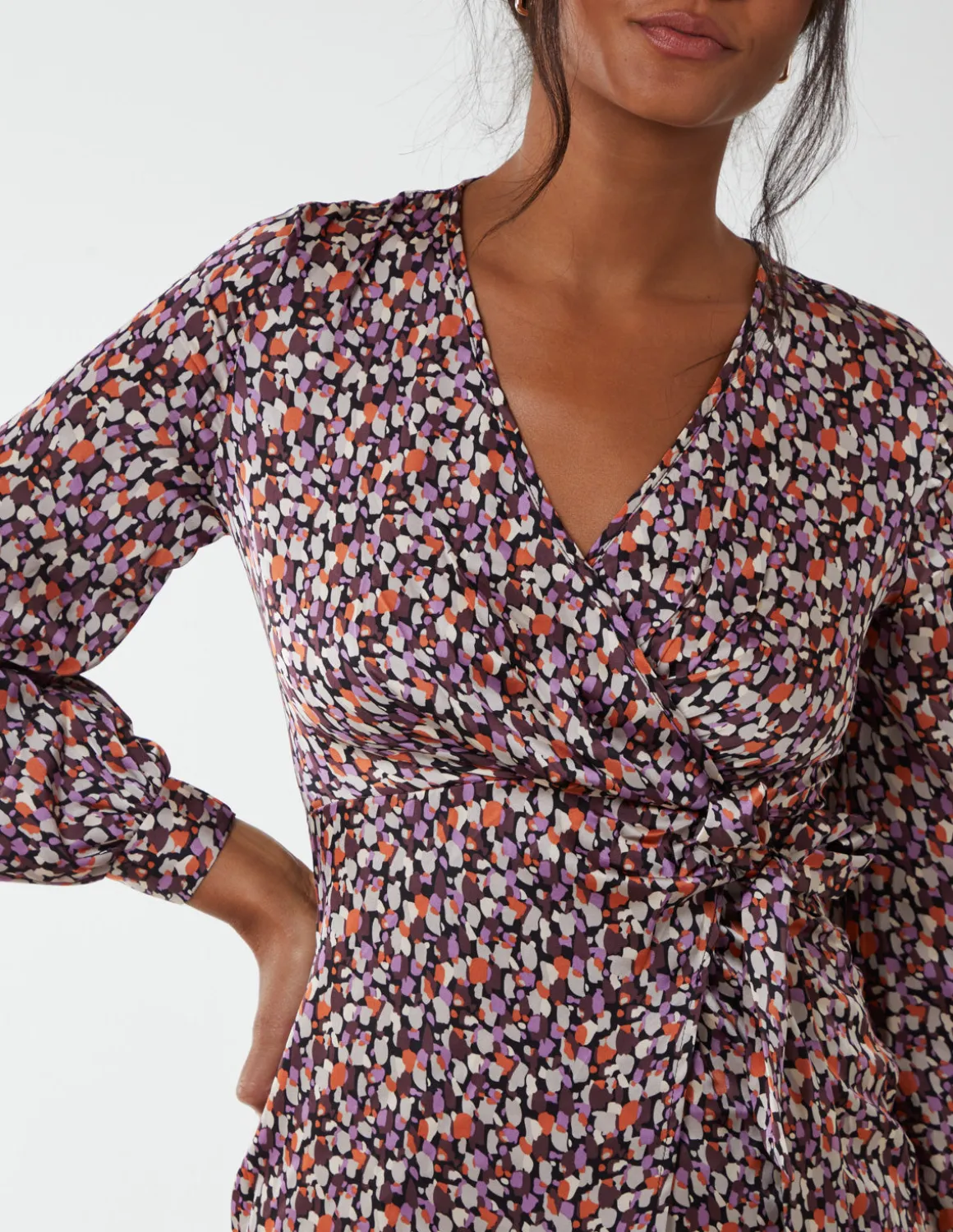 Long Sleeve Wrap Hem Dress