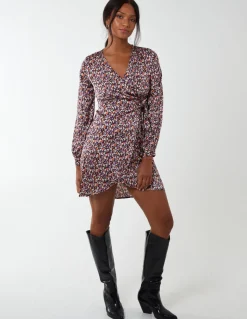 Long Sleeve Wrap Hem Dress